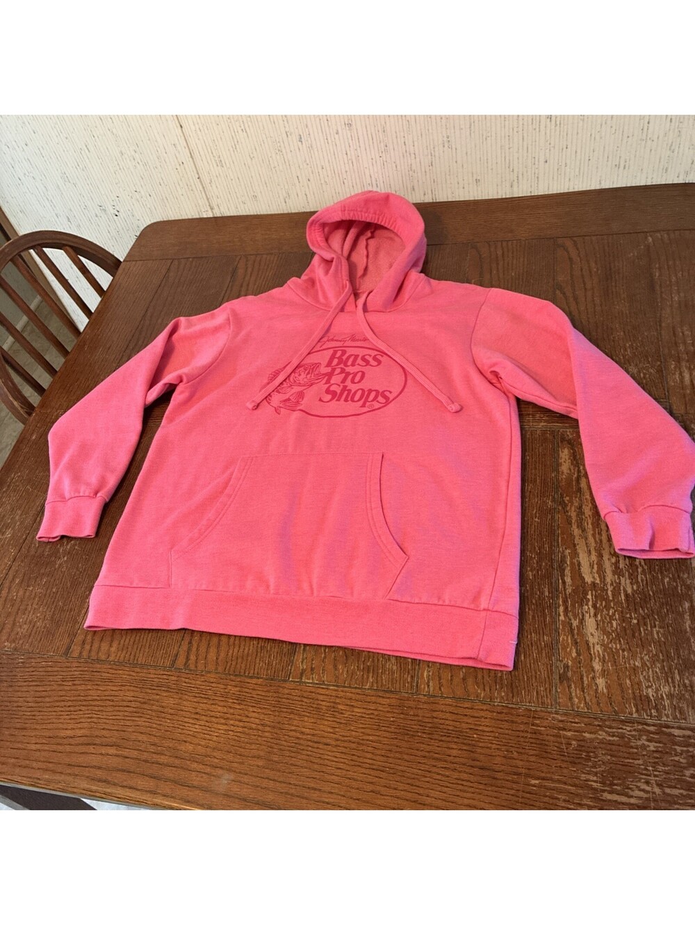 Bass Pro Shops Johnny Morris Hoodie Women’s M Pink Outdoor Fishing Sweatshirt